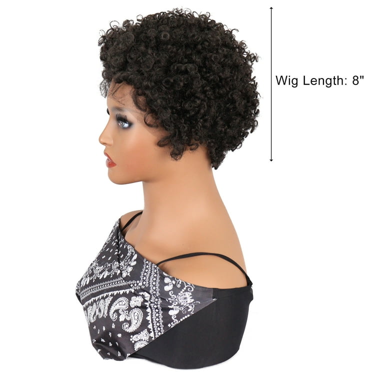 Unique Bargains Lace Front Wigs for Women 8 Black Short Curly Wigs with Wig Cap Walmart