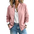 thumbnail image 2 of Lightweight Flight Jacket Women Casual Zip Up Long Sleeve Fall Winter Wind-Resistant Coat With Pockets For Daily Wear L, 2 of 6