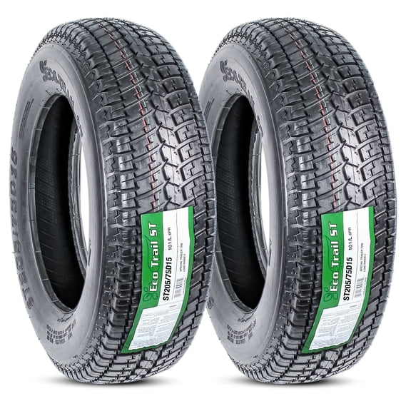 eCustomrim 2-Pack ST205/75D15 Trailer Tires Bias Ply Load Range C 2 Year Warranty