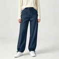 thumbnail image 3 of Miqool Cargo Jean Joggers for Women High Waisted Drawstring Elastic Waist Stretch Denim Pants with Pockets, 3 of 6