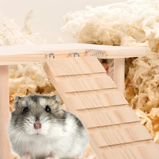 COMPUKAS 1 Set Khaki U Shaped Wooden Ramp for Hamsters Encouraging Pet Exercises and Coordination 9.4in