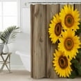 thumbnail image 5 of Rustic Shower Curtain, 60" x 72", Sunflowers Wood Grain Texture Pastoral Vintage Waterproof Bathroom Curtain Washable Shower Curtain Set with 12 Hooks, 5 of 6
