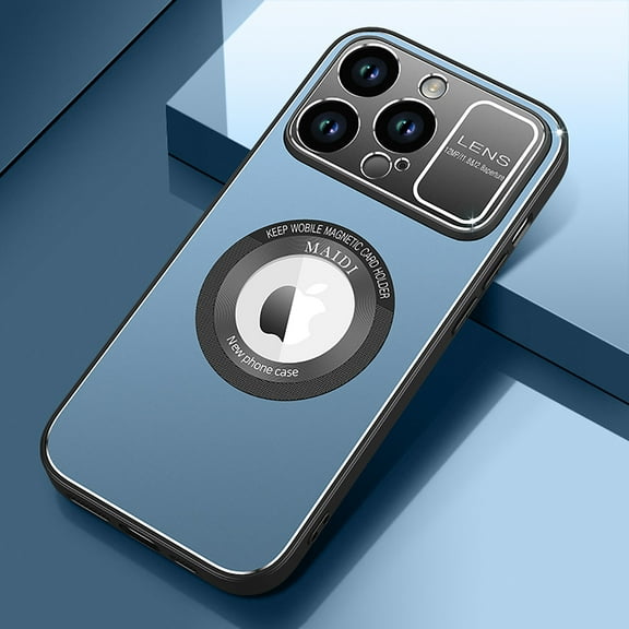 Magnetic Case for iPhone 13 Pro Max,Compatible with Magsafe,Shockproof Rugged Anti-Scratch Metal Camera Lens Protection Logo Window View Non-slip PC Back TPU Edge Slim Phone Case,Blue