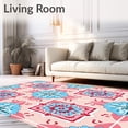 thumbnail image 2 of ODIKA 4'x6' Machine Washable Non-Slip Area Rug, Tile Mosaic Exotic Ornate Medallion Artisan High Traffic Rug with Pad, Pink, 560105, 2 of 8