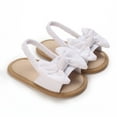 thumbnail image 2 of YMNXA Children Baby Girls Sandals Solid Color Bow Design Soft Sole Non Open Toe Comfortable Fashion Beach Shoes For Casual Daily Wear,White,0-6 Months, 2 of 7