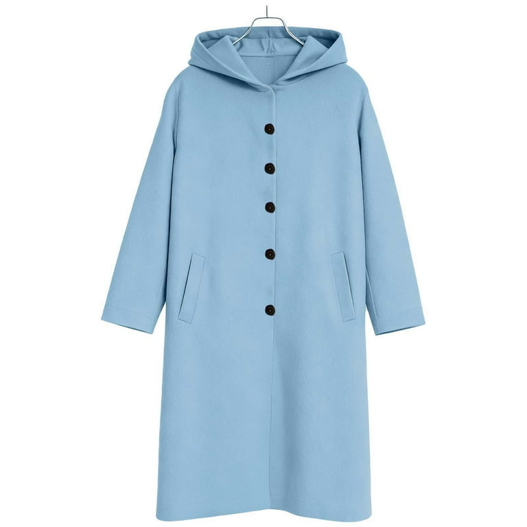 Wool Blend Long Coat Women Single Breasted Winter Jacket Trench