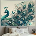 thumbnail image 2 of GOSMITH Tapestry Teal Peacock Vintage Watercolor Blue Teal Turquoise Peacock Gifts Painting, 2 of 6