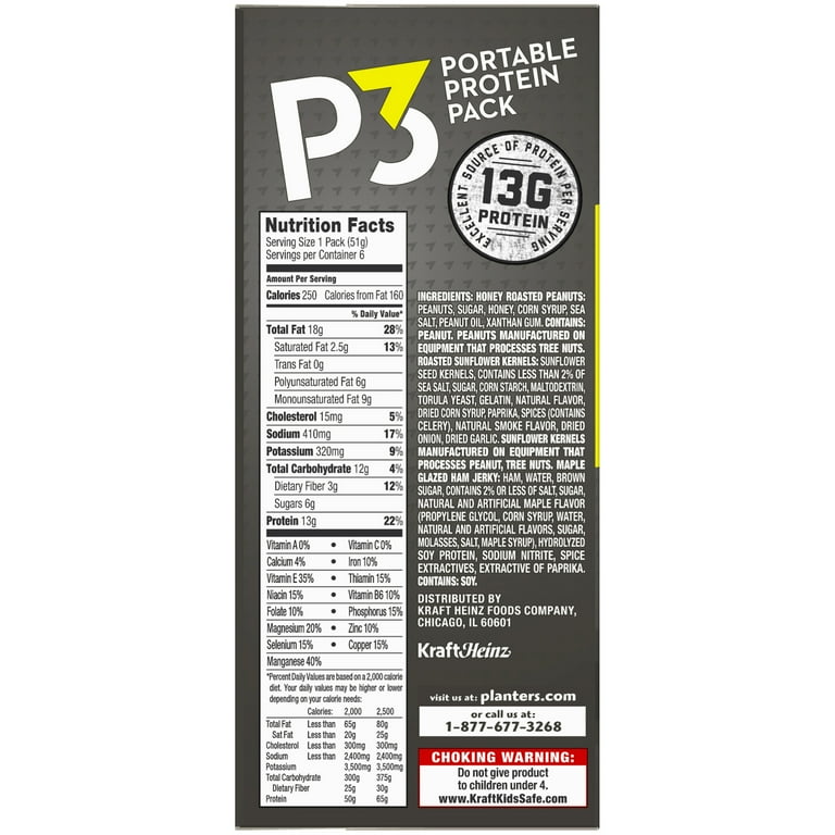 P3 Portable Protein Snack Pack with Honey Roasted Peanuts
