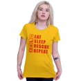 thumbnail image 3 of Eat Sleep Rescue Repeat Firefighter Women's T Shirt Ladies Tee Brisco Brands 3X, 3 of 6