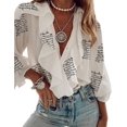 thumbnail image 3 of GHSDFBB Chiffon Blouses for Women Fashion, Button-Down tie Front Ruffle Shirt, Adults Floral V-Neck Long Sleeve Blouse, 3 of 7