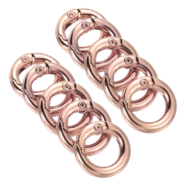 Unique Bargains Boucle à Ressort Ronde en Alliage de Zinc 18x11x3.5mm, Or Rose 10 Pack