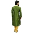 thumbnail image 5 of Atasi Classic Green Men's Dupion Kurta Pyjama Party Wear Designer Shirt-L, 5 of 7