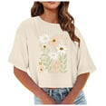 thumbnail image 2 of Tejiojio 2025 Fashion Women Summer/Spring Round-Neck T-Shirt/Short Sleeve Casual Printing Crew-neckon Blouse Tops Loose Boho Shirts for Women, 2 of 6