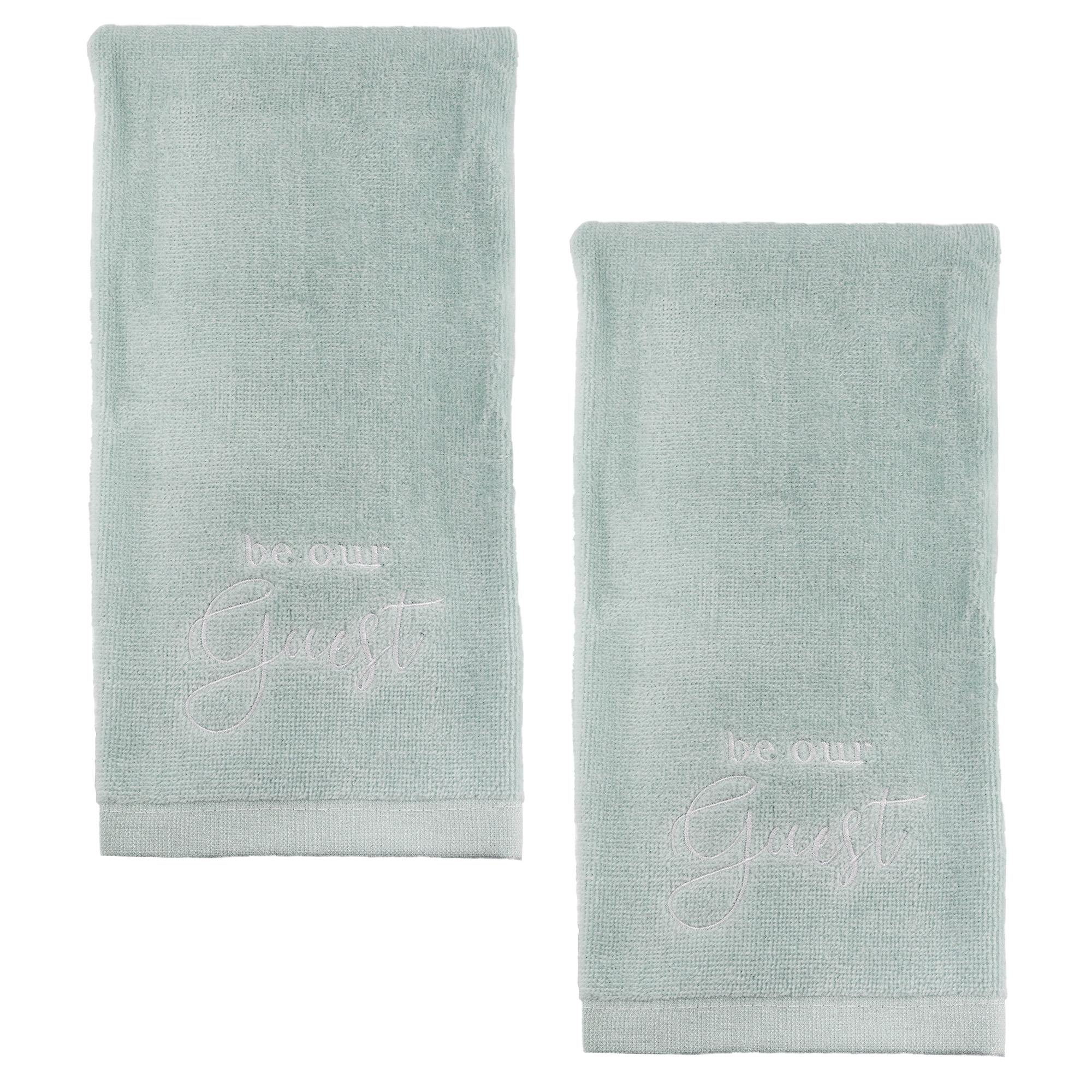 AuldHome Guest Towels (Set of 2, Green); Be Our Guest Monogrammed Hand