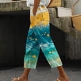 thumbnail image 2 of QATAINLAV Capri Pants for Women 2025 Summer Cotton Linen Hawaiian Print Wide Leg Cropped Pants with Pockets Multicolor 5XL Mother's Day Gifts, 2 of 6