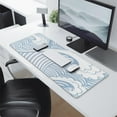 thumbnail image 2 of Designer Gaming Mouse Pad - Japanese Blue & White Wave, Large Size, Non-Slip Base, 2 of 7