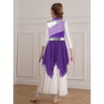 thumbnail image 4 of inhzoy Kids Girls Praise Lyrical Dance Dress Sleeveless Color Block Liturgical Worship Tunic Dancewear 6-16 Purple 6, 4 of 7