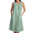 thumbnail image 1 of Vestido de Verano para las Mujeres Playa, Moda Vacaciones Color Sólido sin Mangas Hueco Fuera de la Fiesta Midi para Casual, 1 of 9