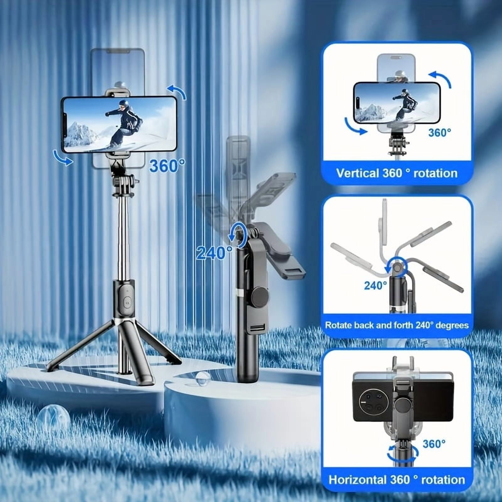 HPQ 40-Inch Mobile Phone Selfie Stick Tripod, A Stable Floor Stand Specially Designed For Live Streaming, With A Wireless Remote Control That Can Rotate 360°, Suitable For Smart Phones.