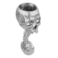 thumbnail image 5 of Macetero con forma de calavera, conjunto de soporte para columna vertebral, innovador, exquisito, decorativo, pintado a mano, esqueleto de resina, maceta para el hogar y el jardín, color plateado, 5 of 5