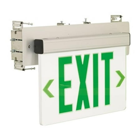 Recessed Mount Finish Nora Lighting NX-511-LEDG1WA Green LED Wall Mount Recessed Edge-Lit Exit, 2-Circuit, White, Aluminum ()