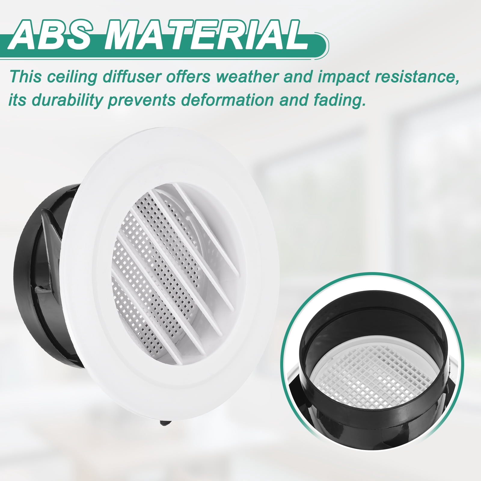 Uxcell Soffit Vent 4" ABS Louvered Exhaust Vent Grille Cover Ceiling Diffuser with Built-in Screen Mesh for Home Bathroom Office Kitchen Ventilation System