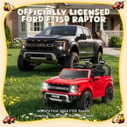 Conchico 24V Licensed Ford F150 Raptor Battery Powered Ride on Truck w/ Remote, 2-Seater and Rear Trunk for Kids Gift, Red