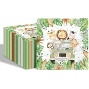 80 Pcs Jungle Safari Baby Shower Paper Napkins Zoo Safari Animals Baby Shower Disposable Napkins Tropical Leaves Safari Napkins for Boy Baby Shower Party Supplies Table Decor