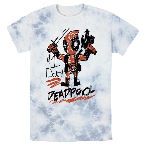 Men's Marvel Deadpool Number 1 Dad Drawing  Graphic T-Shirt