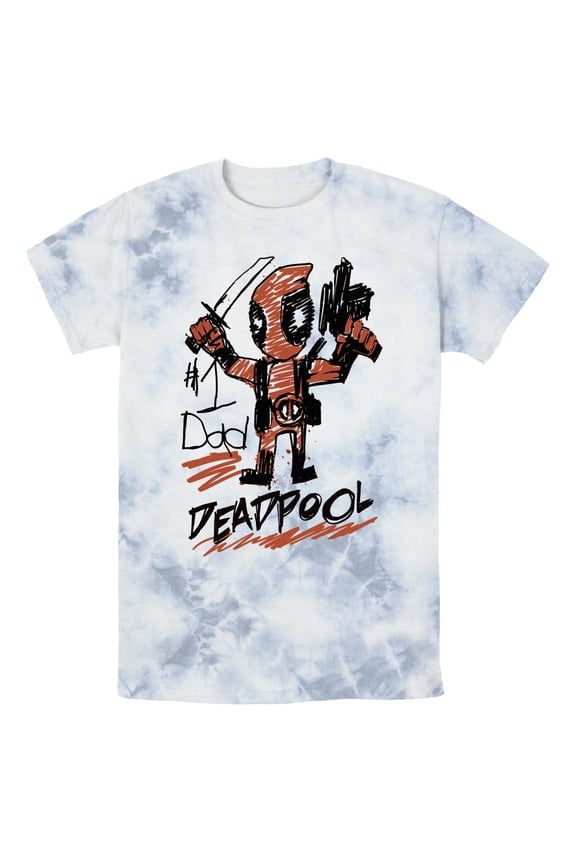 Men's Marvel Deadpool Number 1 Dad Drawing  Graphic T-Shirt
