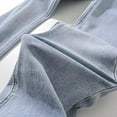 thumbnail image 6 of ZHOGXU Women's Flared Jeans With Pocket High Waist Slit Solid Color Slim Fashion Denim Pants Trousers For Casual Daily Wear,Light Blue,M, 6 of 8