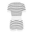 thumbnail image 3 of Women's Short Sleeve Tops Womens Lounge Sets Short Sleeve with Shorts Pullover Jogger Outfit Summer Casual Tracksuits Ndbuld White L, 3 of 5