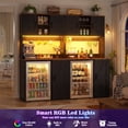 thumbnail image 3 of Homieasy 2-Piece Beverage Station Set - Mini Fridge Cabinet & Coffee Bar with Charging Hub, LED Light, Microwave Shelf & Wine Storage, Perfect for Kitchen, Dorm & Office,Black, 3 of 6