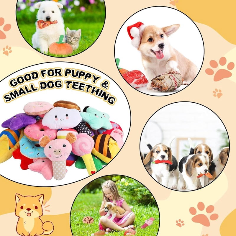100Pcs Squeaky Toys Bulk for Small Puppy Dog Stuffed Plush Chew Toys Small Medium Dogs PET Toys with Squeakers for Puppies