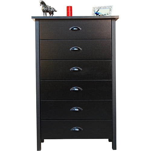 Nouvelle 6 Drawer Dresser Black Walmart Com Walmart Com