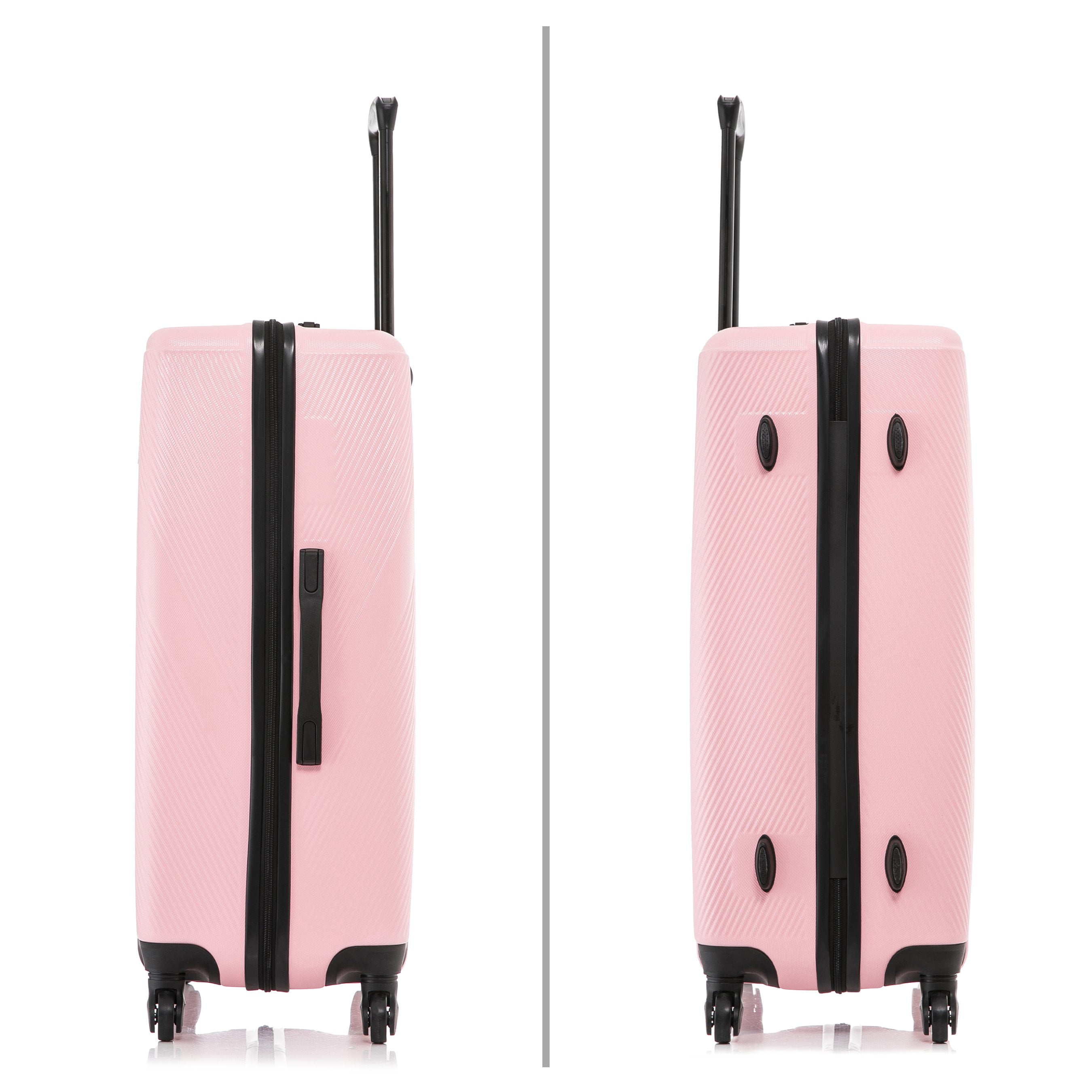 DUKAP Discovery 3-Piece Hardside Luggage Sets with Spinner Wheels, Handle and Trolley, (20"/24"/28"), Pink