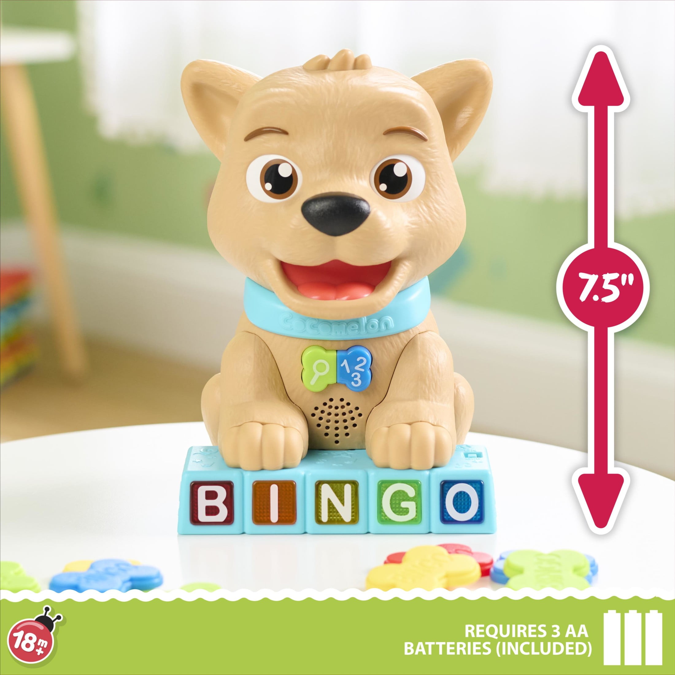 CoComelon Count & Learn Bingo, 11-Pieces, Music and Sounds, Kids Toys for Ages 18 Month