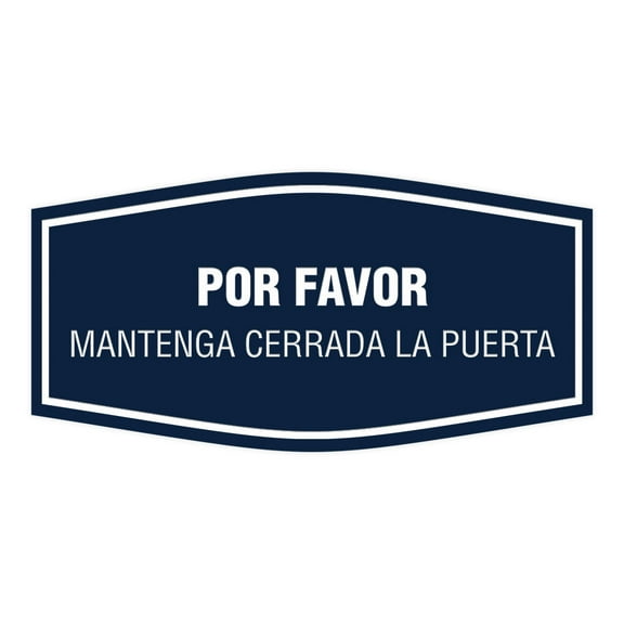 Signs ByLITA Fancy Por Favor Mantenga Cerrada la Puerta Sign (Navy Blue / White) - Large