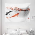 thumbnail image 1 of Japanese Tapestry, Koi Carps Couple Swimming with Cherry Blossom Sakura Branch Culture Design, Wall Hanging for Bedroom Living Room Dorm Decor, 80W X 60L Inches, Vermillion Grey, by Ambesonne, 1 of 2