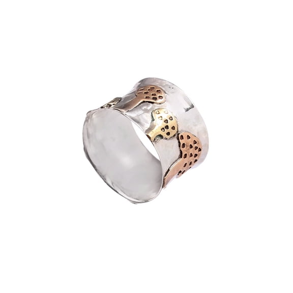 Two Tone Pattern Wide Band 925 Sterling Silver Ring Jewelry Size 8