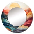 thumbnail image 2 of Designart "Pastel Bold Sunset horizon II" Abstract Landscapes Round Mirror Wall Décor Traditional - Large Coral Round Mirror - Round Mirror 29" x 29" Inch, 2 of 5