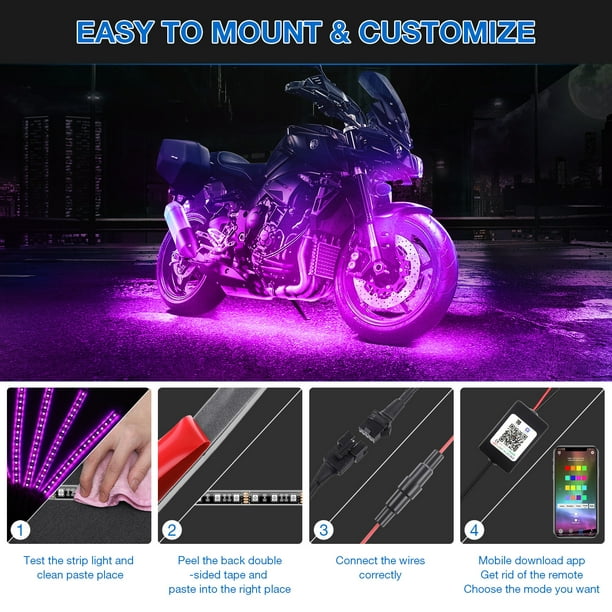 Motorcycle LED Lighting Kits - Smartphone App Remote