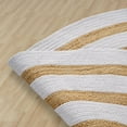 thumbnail image 5 of GRUHUM Round Jute Cotton Area Rugs 6ft Natural Fibre Rug with Rings Handwoven Boho Reversible Farmhouse Braided Rustic Vintage Rug Indoor Kitchen Bedroom Living Room Hallways Enterways 6 feet, White, 5 of 7