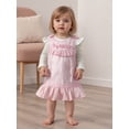 thumbnail image 4 of BemeyourBBs Toddler Baby Girls 2 Piece Big Sister Outfit Long Sleeve Crew Neck T-shirt with Plaid Overall Dress Spring Fall Winter Clothes, 4 of 9