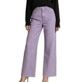 thumbnail image 2 of Cagogo Women's Wide Leg High Waisted Trousers with Pockets Striped Casual Streetwear Long Pants Vacation Travel Lounge Outfits Summer Clothes, Purple L, 2 of 7