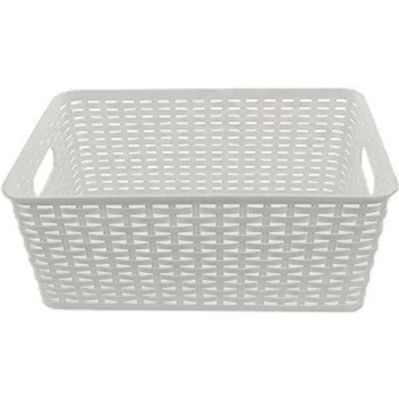 YBM Home Small Plastic Rattan Storage Basket for Bathroom, ba413white-1