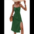 thumbnail image 1 of Vestido de Verano Floral para Mujer, Vestido Midi con Tirantes Finos y Espalda Descubierta, Vestido Bohemio para Vacaciones en la Playa. Verde M, 1 of 8