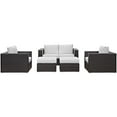 thumbnail image 4 of Modway Convene 5-Piece Aluminum and Rattan Patio Sofa Set in Espresso/White, 4 of 7