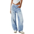 thumbnail image 2 of Cozyvia Women's Y2k Low Rise Baggy Jeans Washed Straight Wide Leg Denim Pants Casual Loose Vintage Fit Boyfriend Jeans Denim Pants - Sky Blue L, 2 of 4