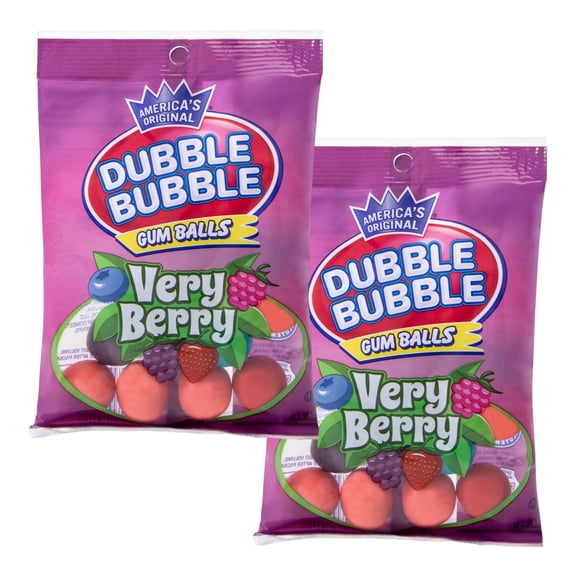 Dubble Bubble Very Berry Gumballs, 3.3 oz Bags, 2 Pack